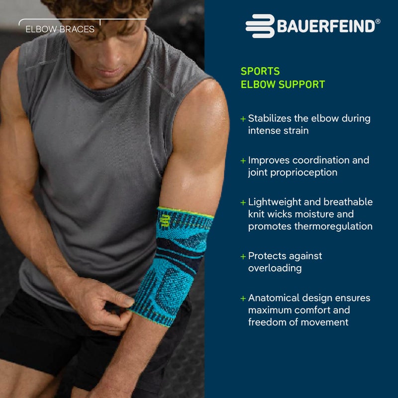 Bauerfeind Sports Elbow Support - Elbow Brace for Pain Relief and Support - Pads for Enhanced Comfort - Targeted Compression - Lightweight & Durable - Black/Navy, Large - Image 5